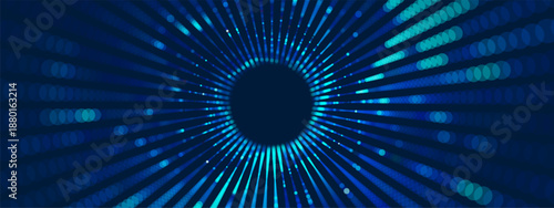 Tunnel abstract with digital portal and concept for hardware illustration. CPU grid and circuit for board wallpaper. AI tech and server for quantum technology art.