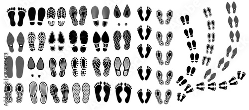 Diverse Human Walking Footprint Icons