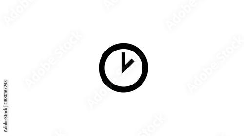 Minimalist black clock icon with hands pointing down, representing time, schedule, deadline, and planning concept.