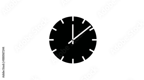 Minimalist black clock icon on a clean white background, symbolizing time, schedule, deadline, urgency, and productivity.