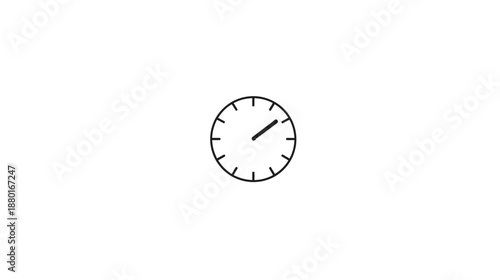 Simple black line art clock icon on white background, representing time, schedule, deadline, and punctuality, minimalist design