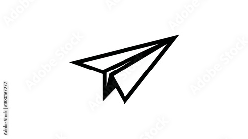 Minimalist paper airplane icon representing sending messages, communication, email, and travel. Simple line art symbol.