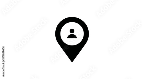 User location map pin icon. GPS navigation marker for finding people, customers, or personal profiles on a digital map or app interface.
