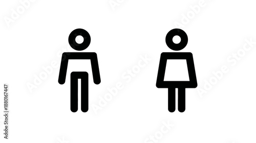 Gender symbols: male and female stick figure icons for restrooms, public access, and universal design, black and white.