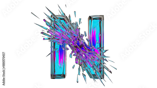 Shattered Letter H with Neon Colors