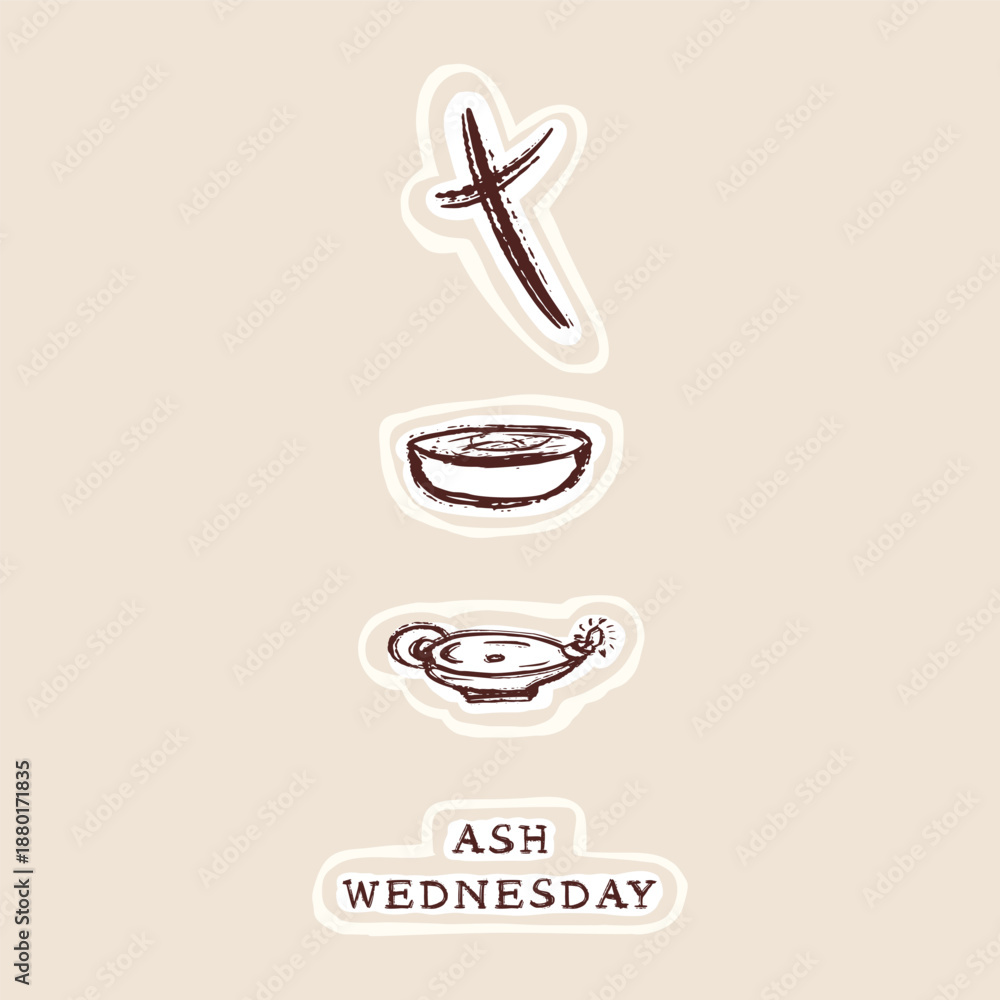 Ταπετσαρία Ash Wednesday easter motif set for christian holiday