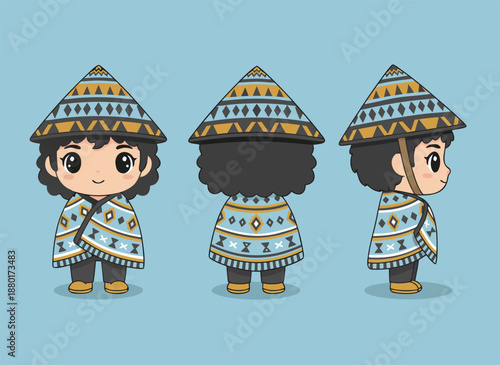 Chibi Character in Traditional Indigenous Attire.