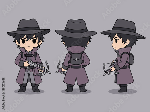 Chibi Hunter Character Design with Crossbow.