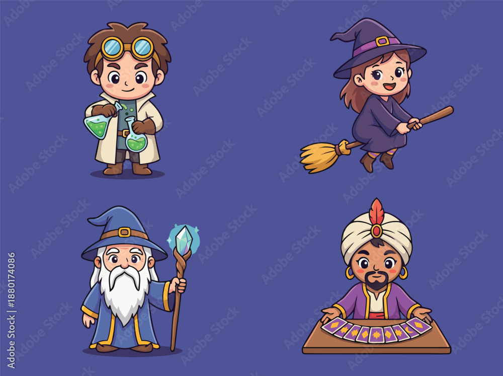 Fototapeta premium Collection of Fantasy Characters with Magical Elements.