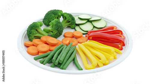 Plate of Sliced Fresh Vegetables