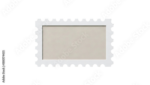 White stamp frame with beige textured insert on white background