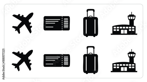 Travel icons for airport and flight