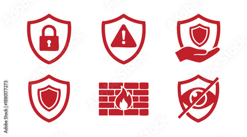 Security icons set for protection and safety concept