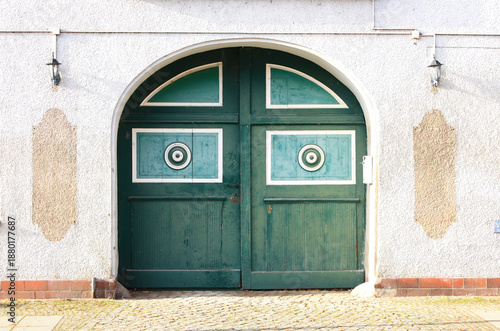 Old Wooden Gate Entrance in Doberlug-Kirchhain, Lower Lusatia, Germany
