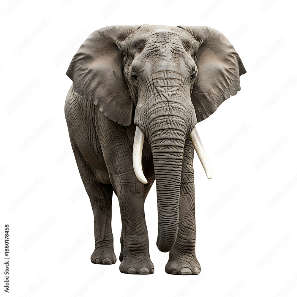 Fototapeta premium Majestic african elephant with prominent tusks in natural habitat
