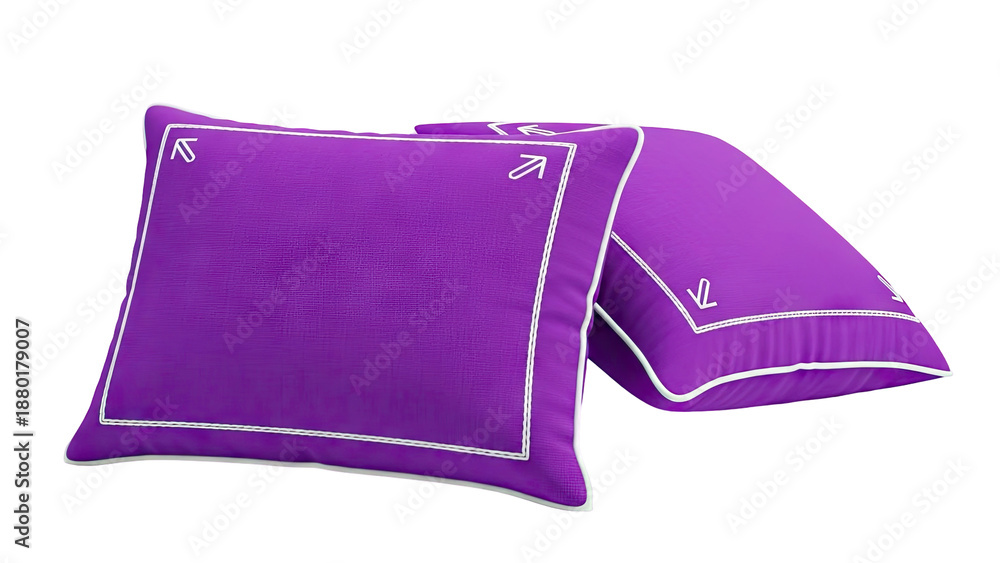 Obraz premium Two Purple Decorative Pillows with White Piping
