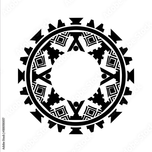 african pattern logo in the shape of a circle or mandala