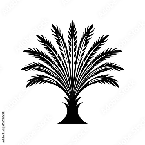 stylised vector logo of a Dubaistyle date palm frond isolated on a white background