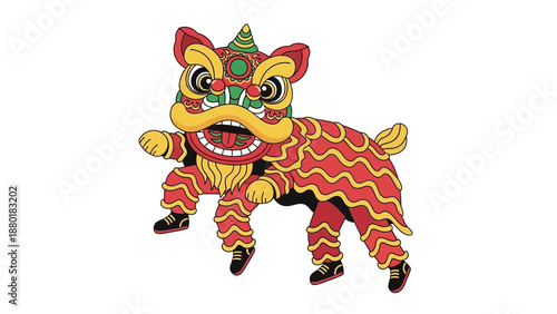 Chinese Lion Dance Performance Traditional Character