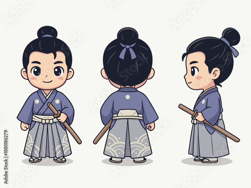 Cute Chibi Samurai Character Design.
