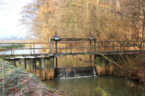 Weir at the River Kleine Elster in Doberlug-Kirchhain, Lower Lusatia, Germany
