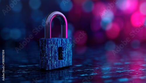 Padlock symbolizing cybersecurity, data protection, and network security for digital information and internet privacy