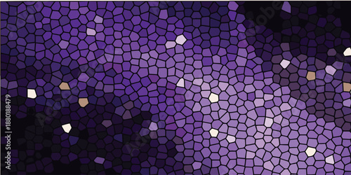 Abstract purple mosaic pattern with glowing light accents.