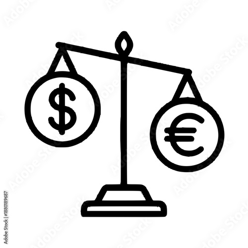 Dollar vs Euro Currency Balance – Financial Comparison Silhouette
