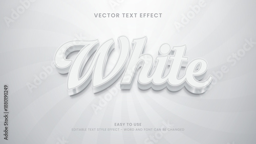 white editable text effect 3d vector