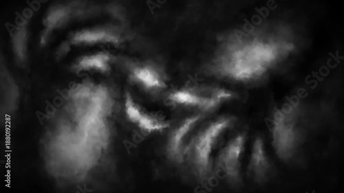 Dark horror 2D animation for Halloween. Abstract Vj looped 2D animation in horror fantasy genre. Black and white background.