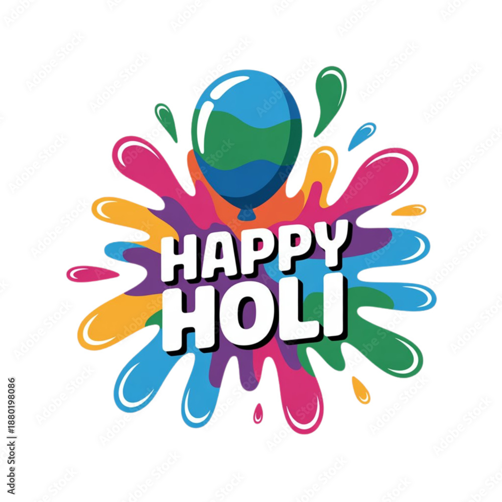 Fototapeta premium Vibrant color splash design with a water balloon for a happy holi celebration Vector, illustration