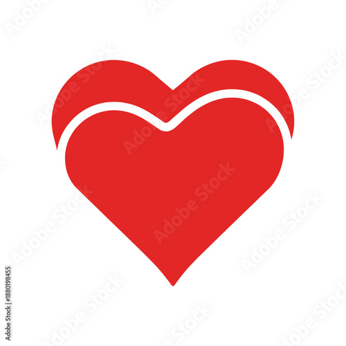 Red Heart Symbol with White Outline - Love, Valentine's Day, Charity