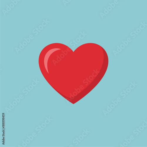 Red Heart Icon on Blue Background - Love Symbol Graphic