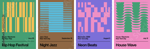 Music Festival Poster Design with Modern Abstract Geometric Style for Electronic and Indie Events