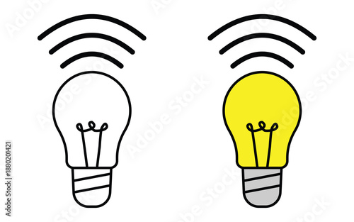 Light bulb icons set representing ideas and wireless connection