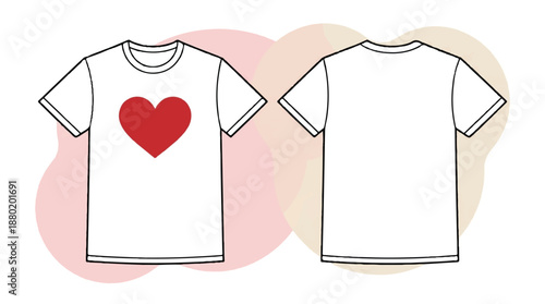 Classic White Round Neck T-Shirt Vector Illustration for Apparel Mockup