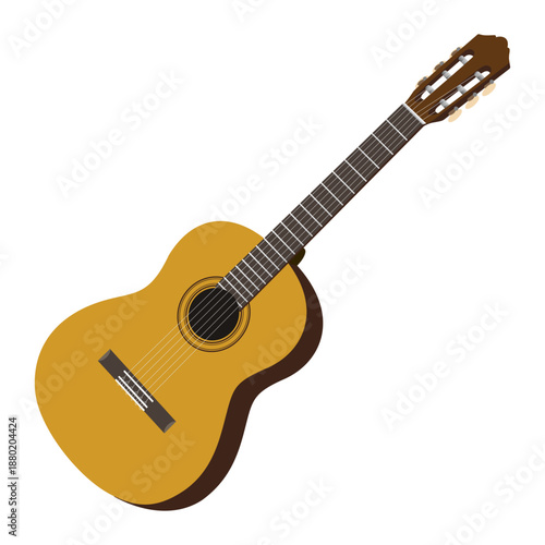 A spanish classical guitar with nylon strings. Editable EPS 10 vector graphic illustration isolated on white background.