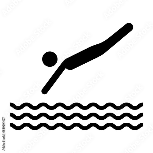 Swimmer diving into water icon symbol. Editable EPS 10 vector illustration isolated on white background.