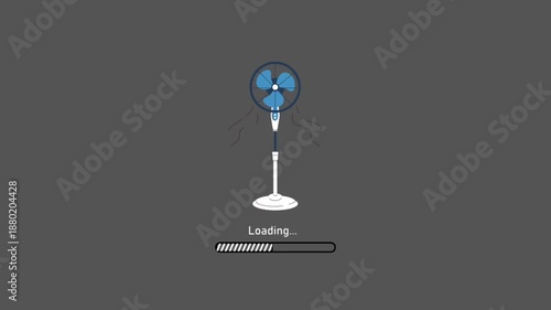 Charming Digital Loading Screen Animation Featuring a Spinning Pedestal Fan as a Visual Progress Indicator
