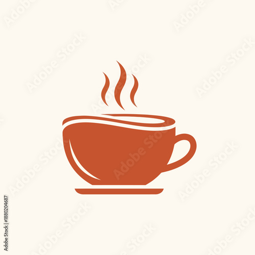 Stylized Illustration of a Steaming Cup of Coffee or Tea.