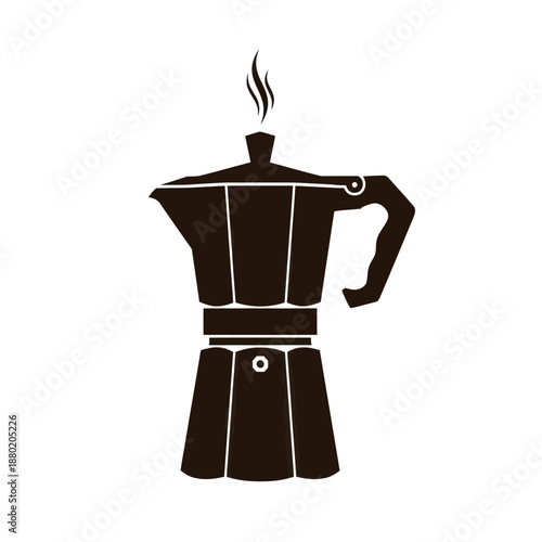 Classic Italian Moka Pot Silhouette for Brewing Espresso Coffee.