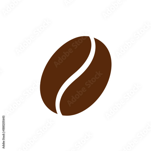 Single Brown Coffee Bean with White Crevice Illustration.