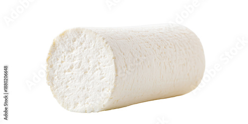 A Detailed Closeup of a Fresh Log of Creamy White Goat Cheese Showing Its Soft Porous Texture, Isolated on a Transparent Background.