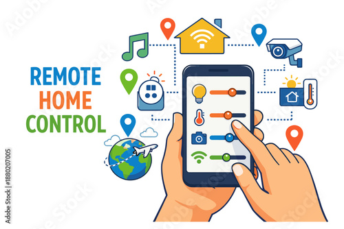 Remote home control system with smartphone interface and smart devices connection