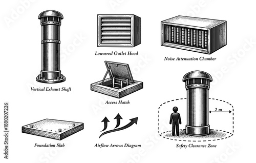Architectural components and safety measures for ventilation and noise control