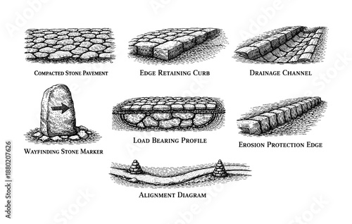 Illustrated stone pavement and drainage techniques