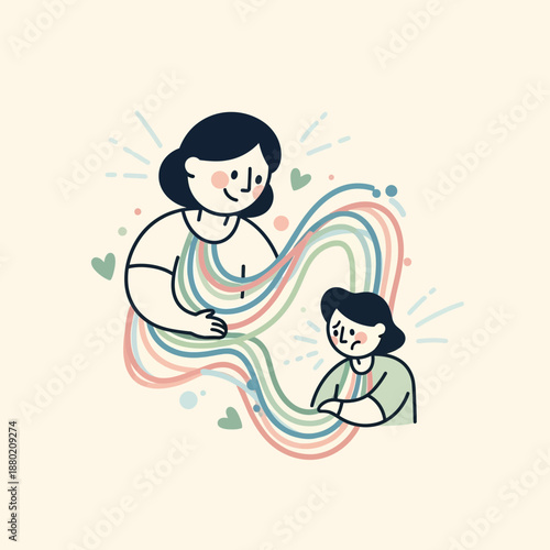 Mother comforting sad child, emotional support, empathy, love, care