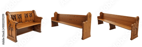 Foto Church Pew Wooden Seating Furniture Used for Congregation Worship, Prayer, Relig
