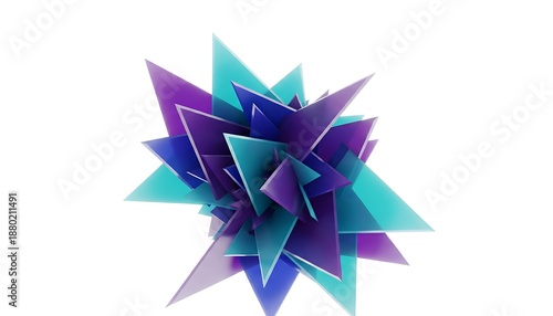 Geometric Spiked Sphere in Blue and Magenta Abstract