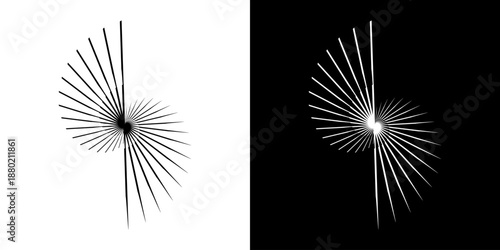Dynamic abstract spiral sound wave rhythm lines. Circular spiral sound wave rhythm of lines. Circular futuristic abstract lines, black and white background.